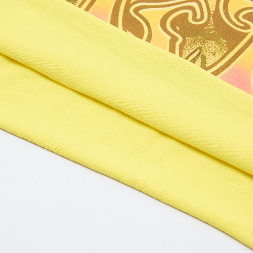 DUAA Peace Sign Graphic Yellow T‑Shirt