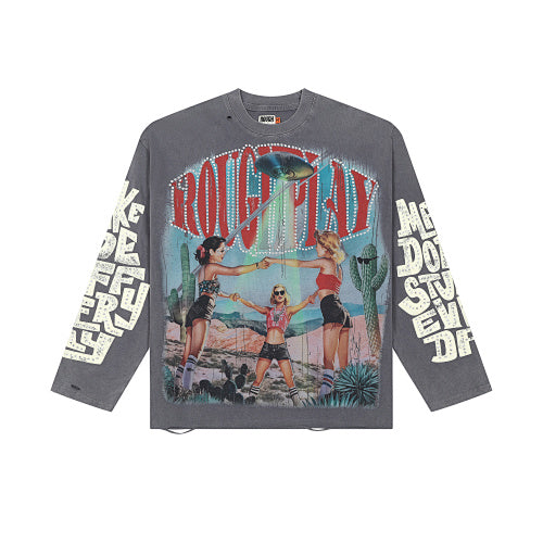 Roughplay Vintage Graphic Raglan Long Sleeve T‑Shirt