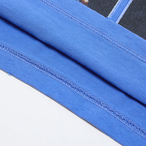 DUAA Portrait‑Graphic Blue Short‑Sleeve T‑Shirt