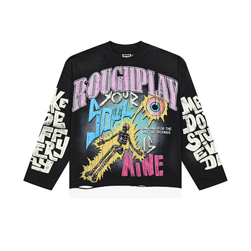 Roughplay Gun Graphic Raglan Long Sleeve T‑Shirt