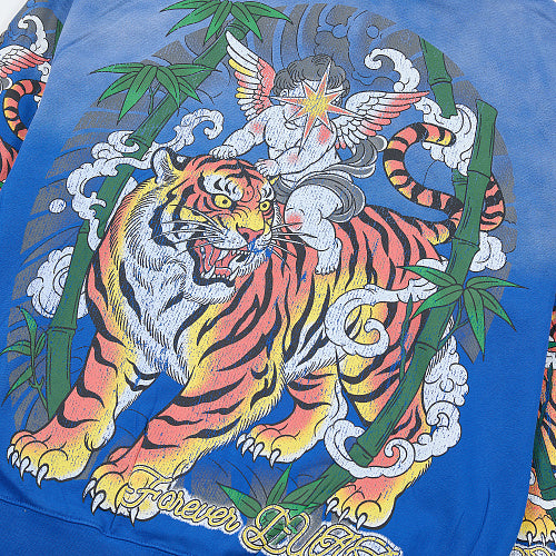 DUAA Blue Tiger & Angel Zip‑Up Hoodie