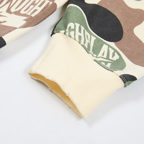 Roughplay Green Camo Graphic Zip‑Up Hoodie