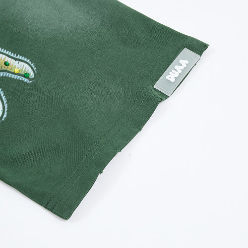 DUAA Skeleton Hands Graphic Dark‑Green T‑Shirt