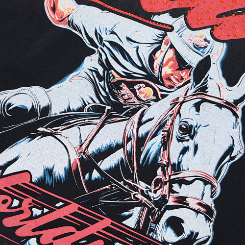 DUAA Cowboy Graphic Black Short‑Sleeve T‑Shirt