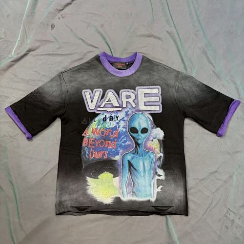 Vareallday Alien‑Graphic Purple‑Trim Ringer T‑Shirt