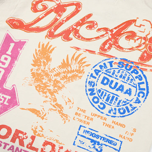 DUAA Worldwide Letter‑Graphic Washed‑Grey Short‑Sleeve T‑Shirt
