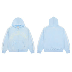 Roughplay Light‑Blue Graphic Zip‑Up Hoodie