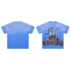 DUAA Portrait‑Graphic Blue Short‑Sleeve T‑Shirt