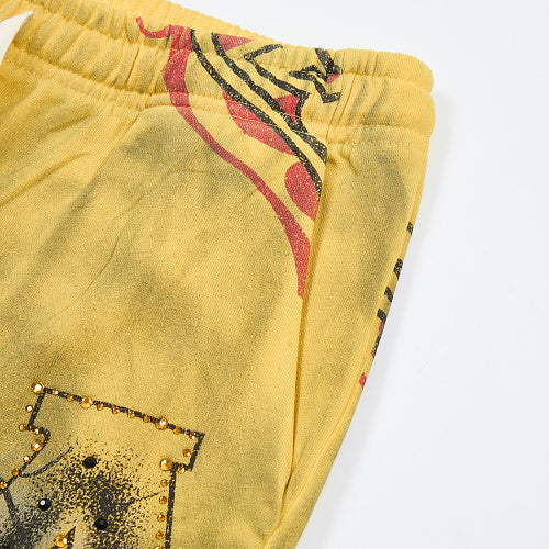 DUAA Yellow Vintage Printed Street Sweatpants