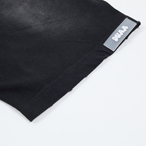 DUAA Floral‑Letter Graphic Black Short‑Sleeve T‑Shirt