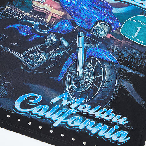 DUAA Motorcycle Graphic Black T‑Shirt