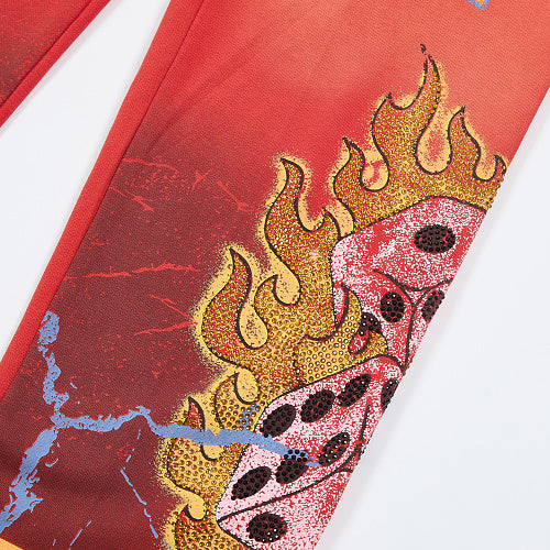DUAA Red Gradient Graphic Street Sweatpants