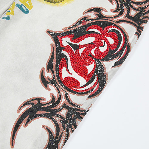 DUAA White Tattoo‑Style Graphic Sweatpants