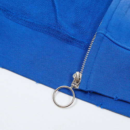 DUAA Blue Tiger & Angel Zip‑Up Hoodie
