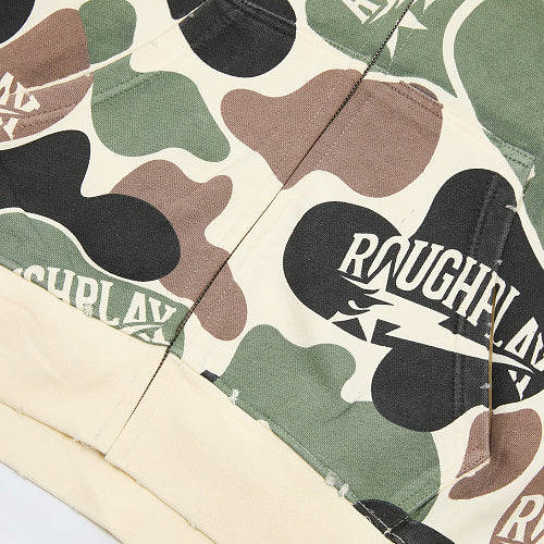 Roughplay Green Camo Graphic Zip‑Up Hoodie