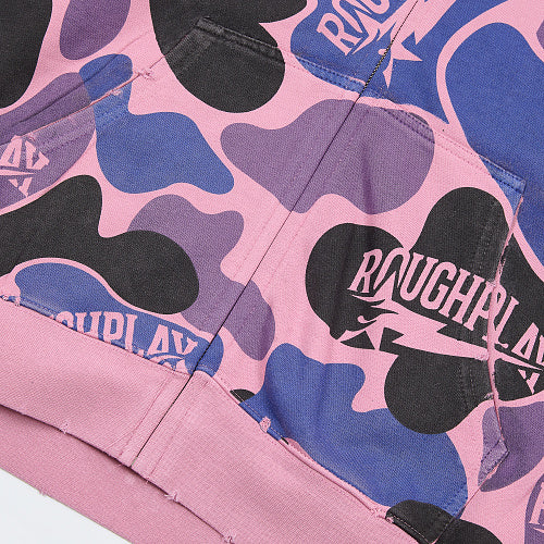 Roughplay Pink‑Purple Camo Zip‑Up Hoodie