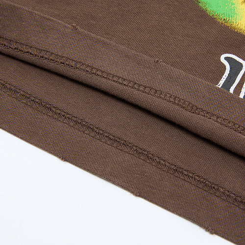 DUAA Tie‑Dye Graphic Brown T‑Shirt