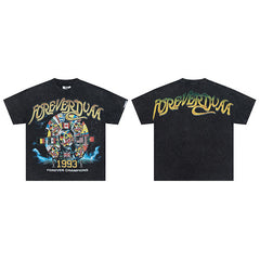 DUAA 1993 Vintage Wheel Graphic Black Short‑Sleeve T‑Shirt