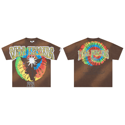 DUAA Tie‑Dye Graphic Brown T‑Shirt