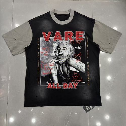 Vareallday Portrait‑Graphic Two‑Tone Short‑Sleeve T‑Shirt