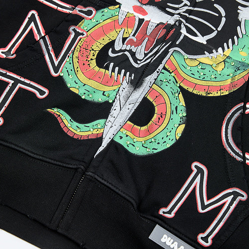 DUAA Colorful Tiger Snake Graphic Zip‑Up Hoodie