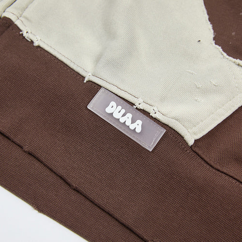 DUAA Two‑Tone D‑Logo Pullover Hoodie