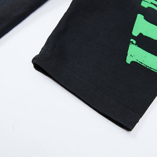 Roughplay Contrast Sleeve Graphic Long‑Sleeve Top
