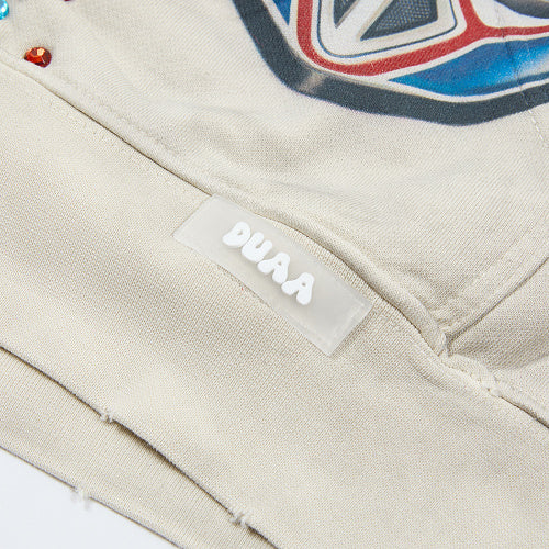 DUAA Off‑White Wrestler Graphic Zip‑Up Hoodie