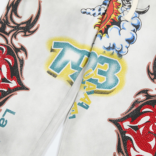 DUAA White Tattoo‑Style Graphic Sweatpants