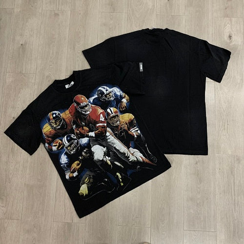 DUAA Football Player Graphic Black Short‑Sleeve T‑Shirt