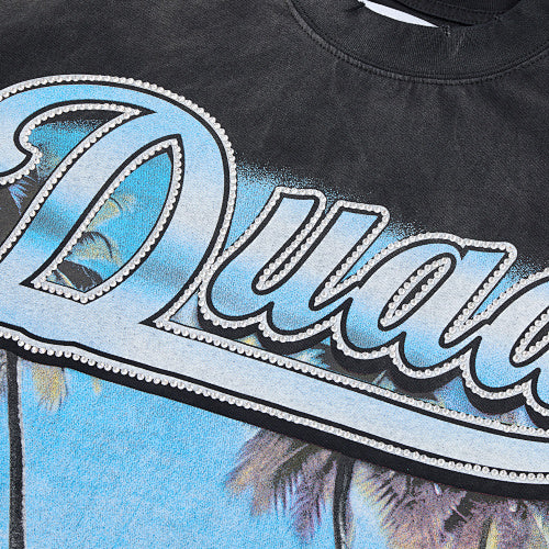 DUAA Vintage‑Car Graphic Black Short‑Sleeve T‑Shirt