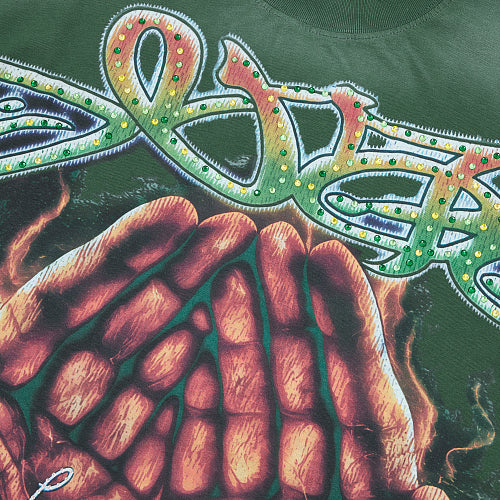 DUAA Skeleton Hands Graphic Dark‑Green T‑Shirt