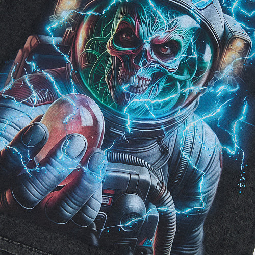 Jellybean Blue Skull Graphic Double‑Sided Print Short Sleeve T‑Shirt