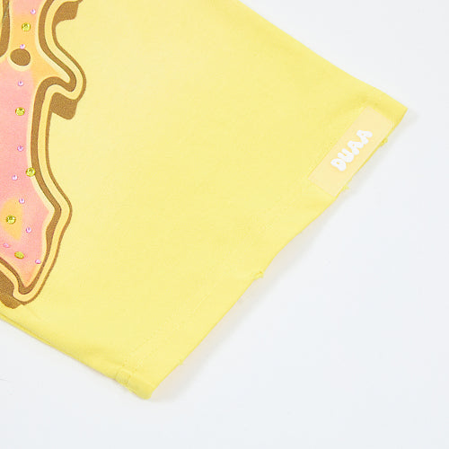 DUAA Peace Sign Graphic Yellow T‑Shirt