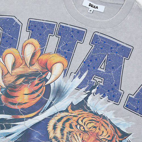 DUAA Tiger Graphic Grey T‑Shirt