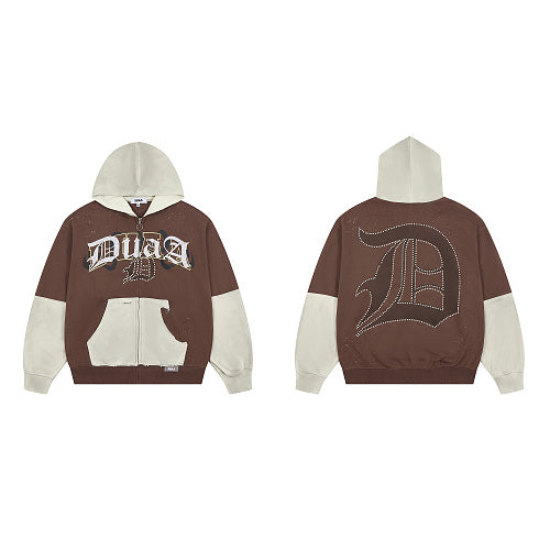 DUAA Two‑Tone D‑Logo Pullover Hoodie