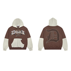 DUAA Two‑Tone D‑Logo Pullover Hoodie