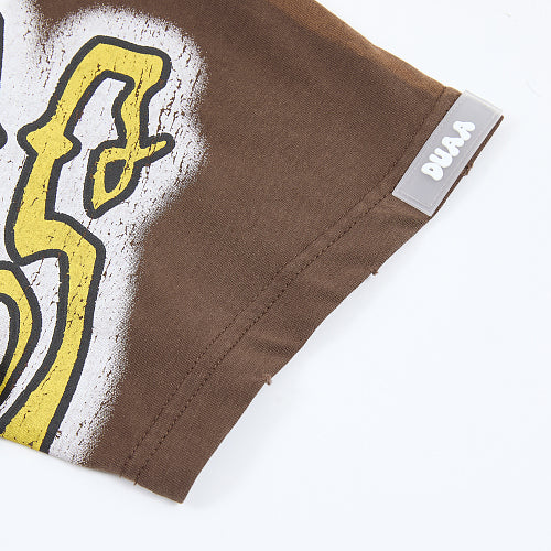 DUAA Tie‑Dye Graphic Brown T‑Shirt