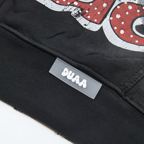 DUAA Black Palm Tree Graphic Zip‑Up Hoodie