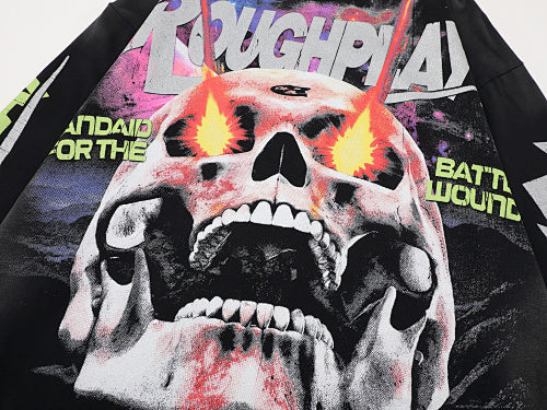 Roughplay Demon Skull Graphic Raglan Long Sleeve T‑Shirt