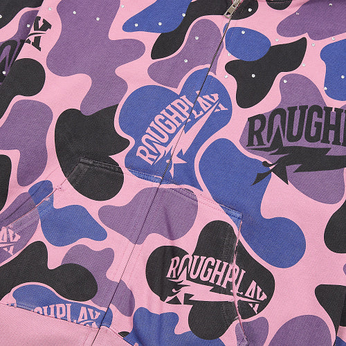 Roughplay Pink‑Purple Camo Zip‑Up Hoodie
