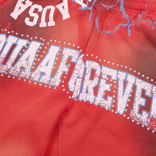 DUAA Red Gradient Graphic Street Sweatpants