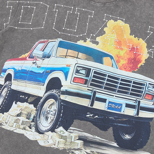 DUAA Vintage Truck Graphic Charcoal T‑Shirt