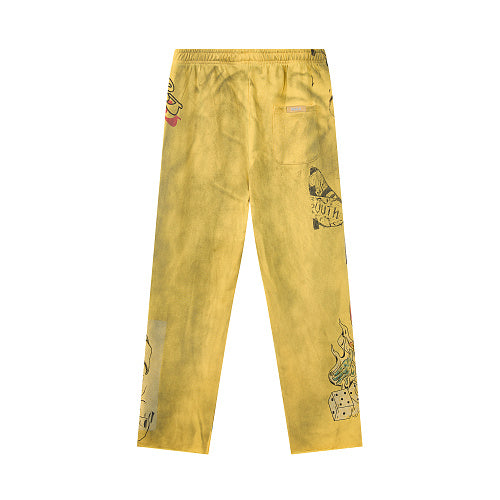 DUAA Yellow Vintage Printed Street Sweatpants