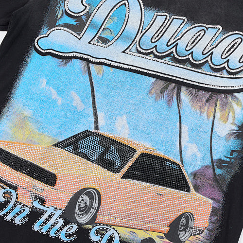 DUAA Vintage‑Car Graphic Black Short‑Sleeve T‑Shirt