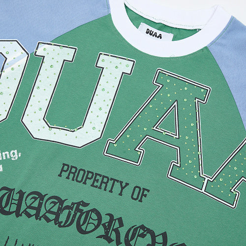 DUAA Green‑Blue Raglan Short‑Sleeve T‑Shirt