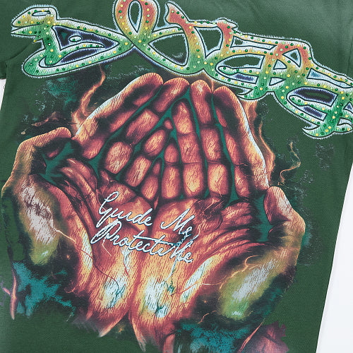 DUAA Skeleton Hands Graphic Dark‑Green T‑Shirt