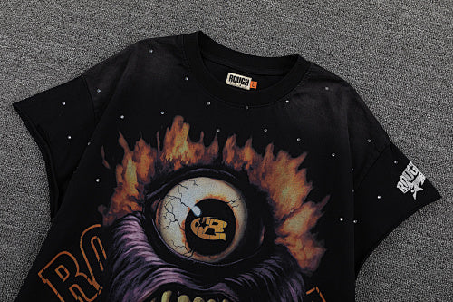 Roughplay Monster Eye Graphic Double‑Sided Print Short Sleeve T‑Shirt