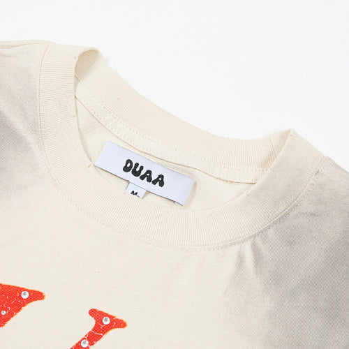 DUAA Vintage‑Wash Graphic Off‑White Short‑Sleeve T‑Shirt