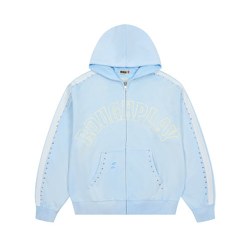 Roughplay Light‑Blue Graphic Zip‑Up Hoodie